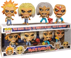 PRE-ORDER: Funko POP Rocks: Iron Maiden - Eddie 4 Pack (Glow In The Dark) With Free Black Light